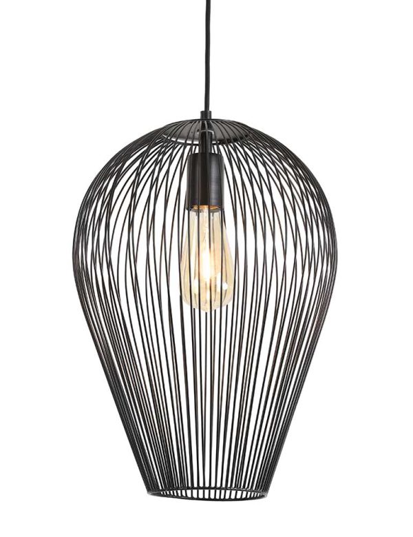 Light & Living Abby hanglamp – ø 31 cm – E27 (grote fitting) – zwart
