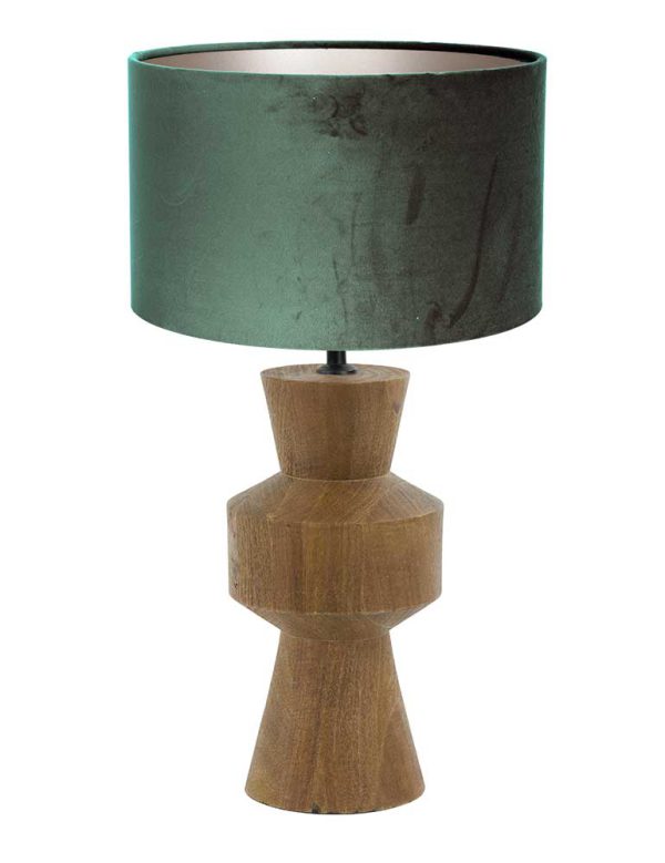 Light & Living Gregor tafellamp – ø 17 cm – E27 (grote fitting) – beuken en groen