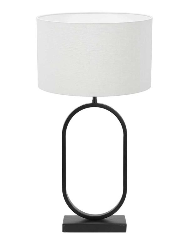 Light & Living Jamiri tafellamp – E27 (grote fitting) – wit en zwart