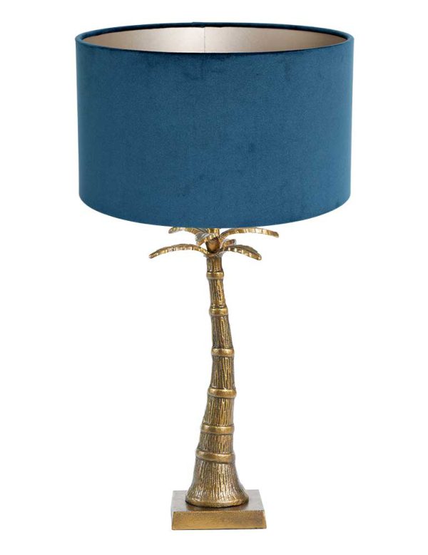 Light & Living Palmtree tafellamp – E27 (grote fitting) – blauw en brons