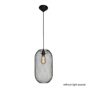 Mexlite Bodine hanglamp – ø 22 cm – E27 (grote fitting) – Zwart
