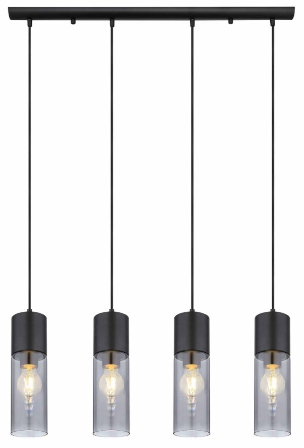 Globo Annika hanglamp – E27 (grote fitting) – Zwart