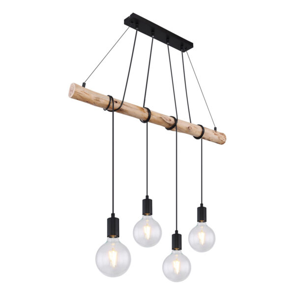 Globo Auston hanglamp – E27 (grote fitting) – Zwart