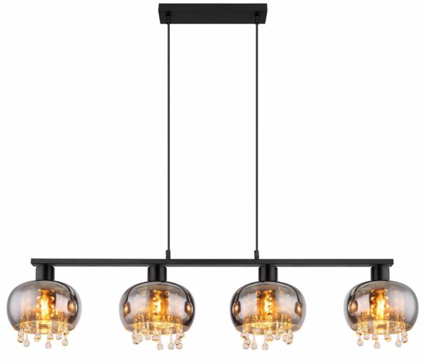 Globo Corry hanglamp – LED + E27 – Zwart