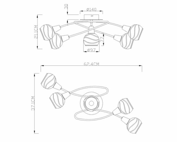 Globo Elliott plafonniere – E14 (kleine fitting) – Nikkel