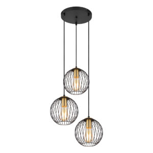 Globo Eusebius hanglamp – ø 39 cm – E27 (grote fitting) – Zwart