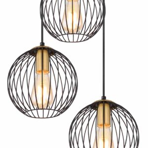 Globo Eusebius hanglamp – ø 39 cm – E27 (grote fitting) – Zwart