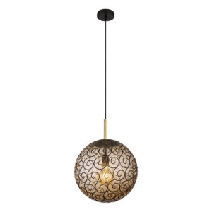 Globo Fitz hanglamp – ø 35 cm – LED + E27 – Zwart