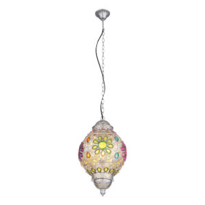 Globo Gelasius hanglamp – ø 27 cm – E27 (grote fitting) – Zilver