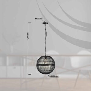 Globo Hermi ii hanglamp – ø 50 cm – E27 (grote fitting) – Zwart