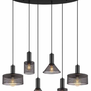 Globo Jedd hanglamp – E27 (grote fitting) – Zwart