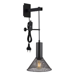 Globo Jedd wandlamp – E27 (grote fitting) – Zwart