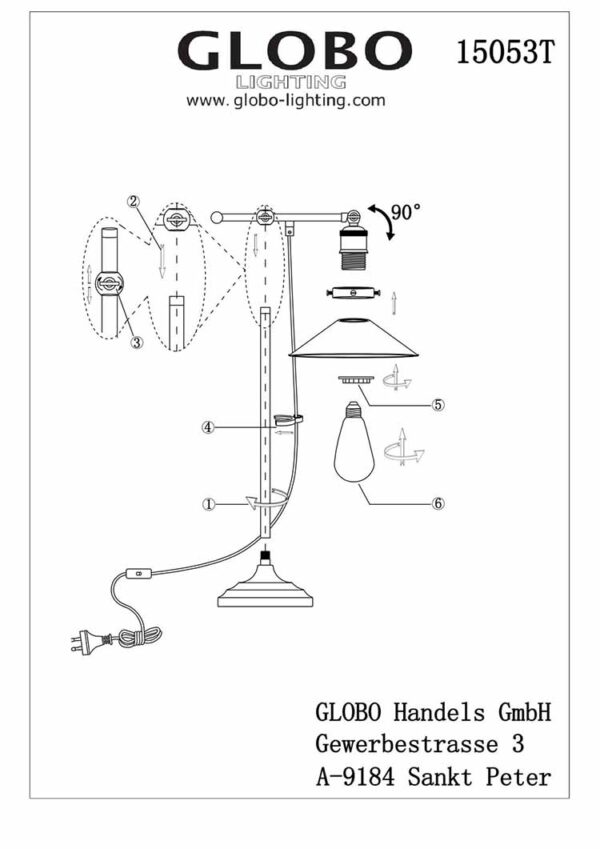 Globo Lenius tafellamp – E27 (grote fitting) – Koper