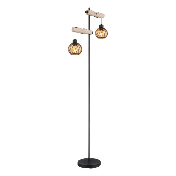 Globo Paulo vloerlamp – E27 (grote fitting) – Zwart