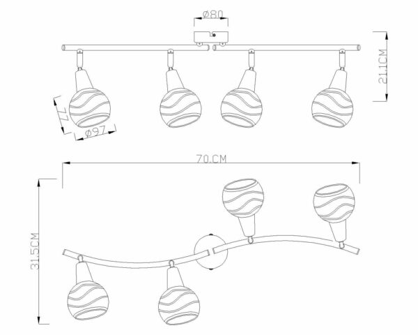 Globo Roman spot – LED + E14 – Nikkel