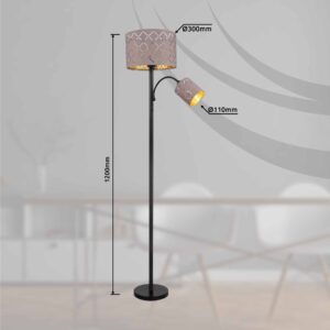 Globo Sunna vloerlamp – ø 30 cm – LED + E27 – Zwart