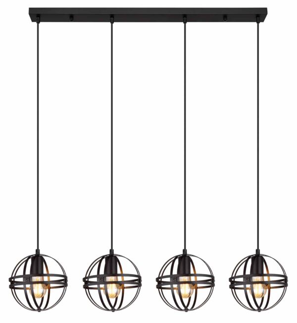 Globo Tamara hanglamp – E27 (grote fitting) – Zwart