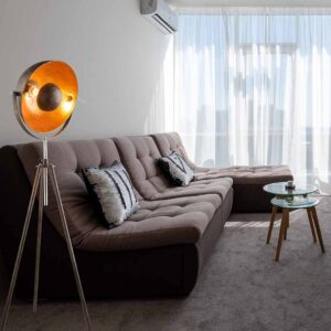 Globo Xirena i vloerlamp – ø 69 cm – E27 (grote fitting) – Bruin