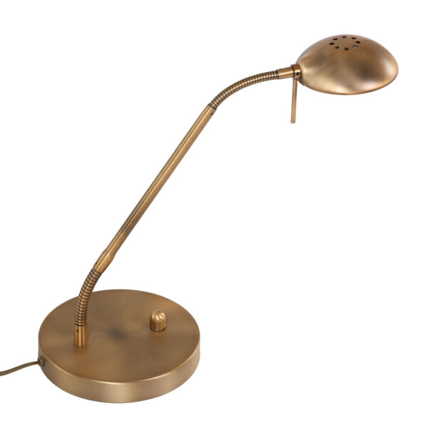 Mexlite Biron tafellamp – Draai- en/of kantelbaar en In hoogte verstelbaar – Ingebouwd (LED) – Brons