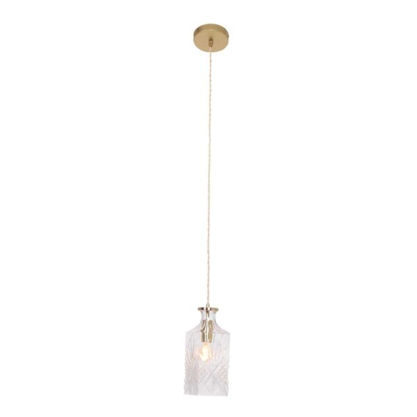 Mexlite Grazio glass hanglamp – ø 10 cm – In hoogte verstelbaar – E14 (kleine fitting) – Messing