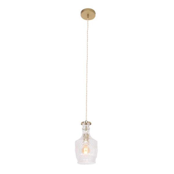 Mexlite Grazio glass hanglamp – ø 18 cm – In hoogte verstelbaar – E14 (kleine fitting) – Messing