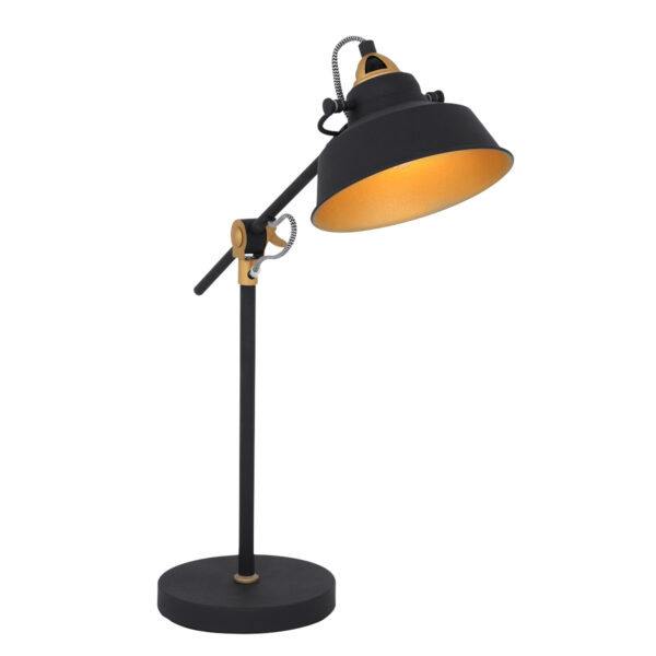 Mexlite Nove tafellamp – ø 18 cm – Draai- en/of kantelbaar en In hoogte verstelbaar – E27 (grote fitting) – Zwart