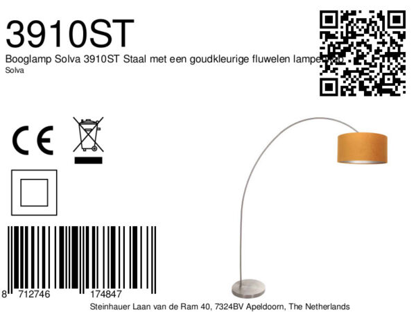 Mexlite Solva vloerlamp – E27 (grote fitting) – goud en staal - Image 6