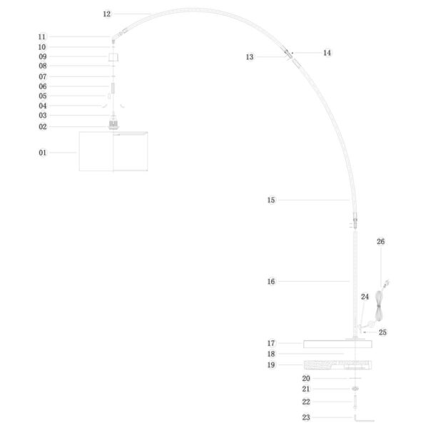 Mexlite Solva vloerlamp – E27 (grote fitting) – staal en wit - Image 7