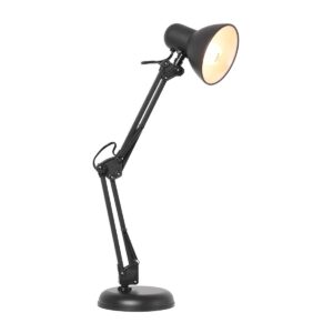 Mexlite Study tafellamp – Draai- en/of kantelbaar en In hoogte verstelbaar – E27 (grote fitting) – Zwart