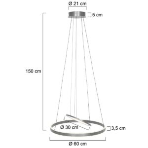 Steinhauer Ringlux hanglamp – ø 60 cm – In hoogte verstelbaar – Ingebouwd (LED) – Staal