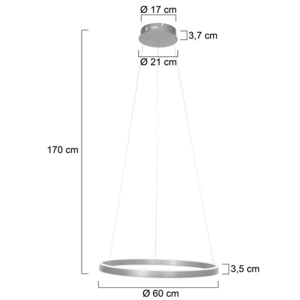 Steinhauer Ringlux hanglamp – ø 60 cm – In hoogte verstelbaar – Ingebouwd (LED) – Staal