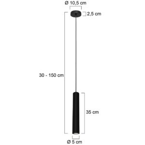 5 cm – In hoogte verstelbaar – GU10 – Zwart