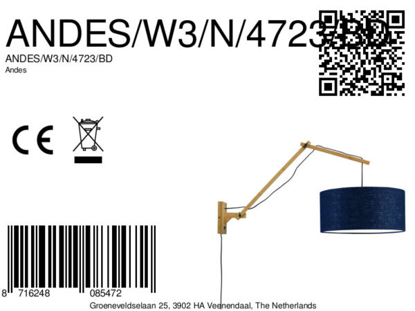 Blauwe wandlamp dubbelgewricht breed GOOD&MOJO Andes - Image 7