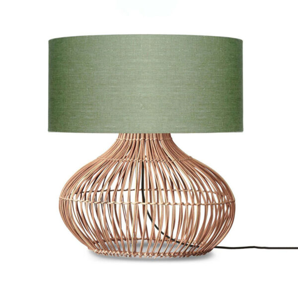 Groene rotan/linnen tafellamp L GOOD&MOJO Kalahari