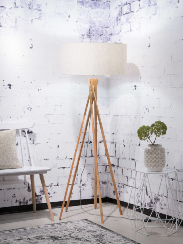 Bamboe bohemian grijs linnen vloerlamp GOOD&MOJO Kilimanjaro - Image 2