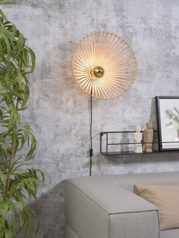 Boheemse zwarte-naturel wandlamp bamboe GOOD&MOJO Bromo - Image 2