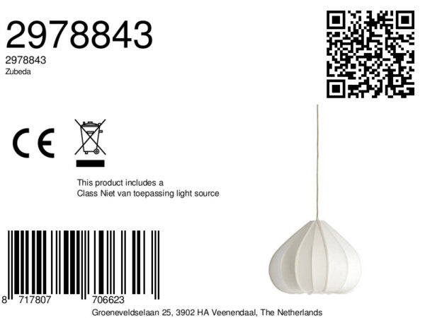 Japandi hanglamp peervorm wit Light & Living Zubeda - Image 2