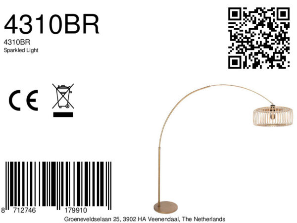 Bronze booglamp met naturelkleurige kap Steinhauer Sparkled Light - Image 18