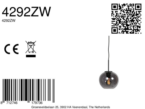 Hanglamp zwarte bol rookglas Mexlite HaloSwap - Ø 20 cm - Image 12